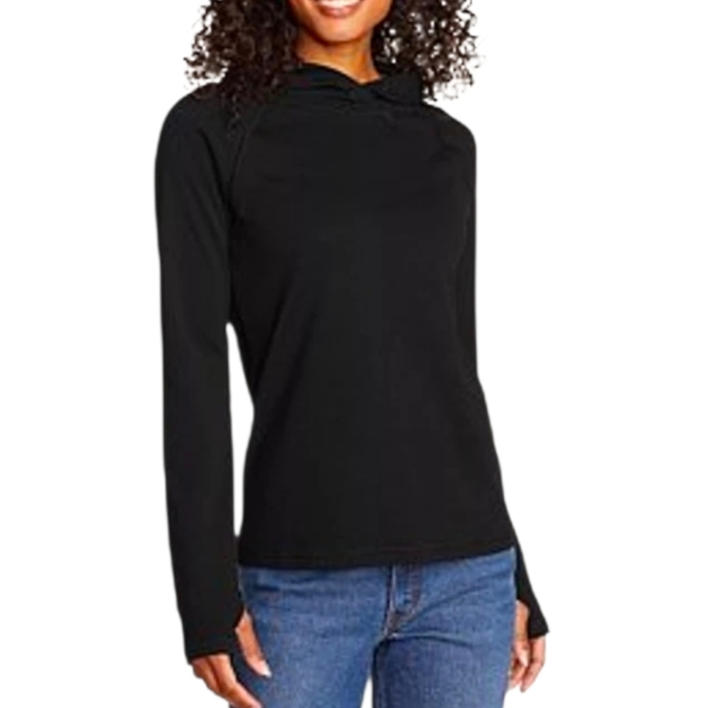 Eddie Bauer Women's Black Thermal Long Sleeve Hoodie